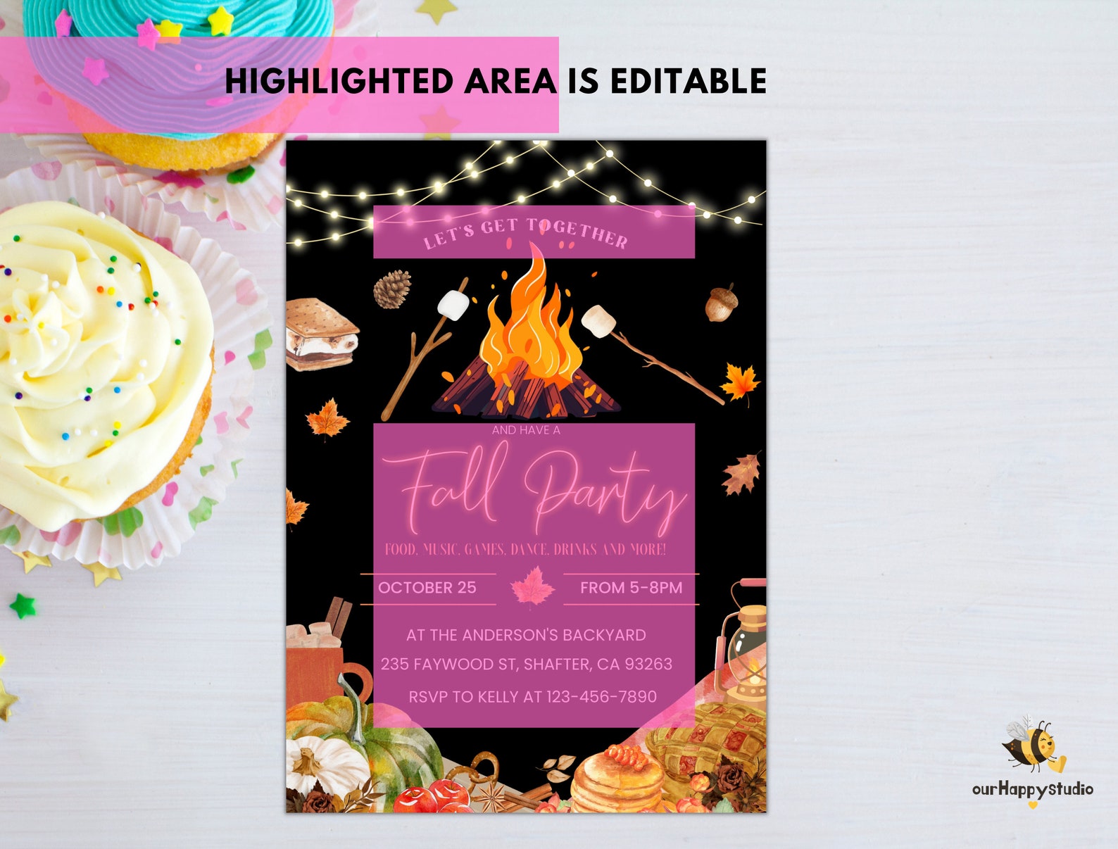Editable Fall Party Invitation, Fall Harvest Party Text Invitation ...