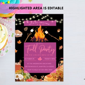 Fall Rally Invite Editable Fall Party Invitation, Fall Harvest Party Text Invitation ...