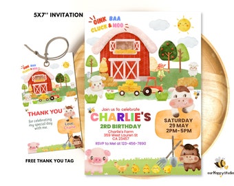 Bewerkbare boerderij verjaardagsuitnodiging, Boy Barn Party, Girl Farm uitnodigen, Farm Animals Barnyard uitnodigingen instant download afdrukbare sjabloon