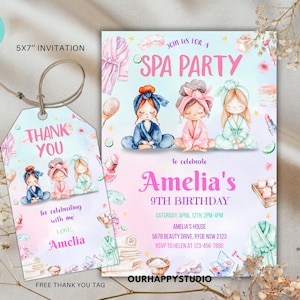Editable Spa Party Invite Spa Birthday Invitation Spa Birthday Invite Pamper Party Invitation Glam Spa Party Tween Birthday Spa Theme Invite