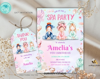 Editable Spa Party Invite Spa Birthday Invitation Spa Birthday Invite Pamper Party Invitation Glam Spa Party Tween Birthday Spa Theme Invite