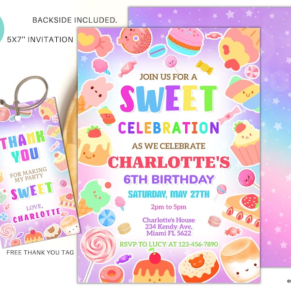 Editable Sweets Candy Invitation, Sweet Candy Birthday Invitation, Sweet Celebration Birthday Invitation, Candy Invitation template