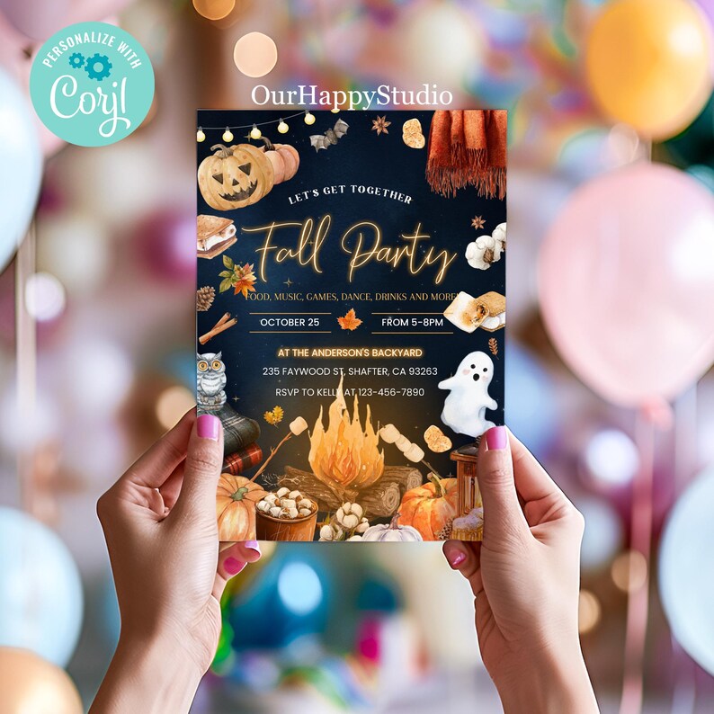 Editable Halloween Fall Party Invitation, All Things Fall Text ...