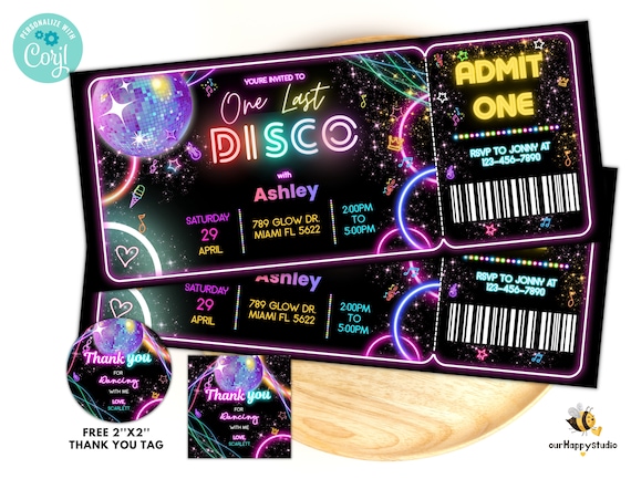 Invitaciones De Fiesta De Cumpleaños Infantil | Diseño Baile De Discoteca Rosa | Divertidas Tarjetas Para Niños Y Niñas | TheCardZoo