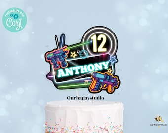 Editable Laser tag Cake topper, Laser tag Party cake topper, Laser tag cake topper party Decor Digital Download