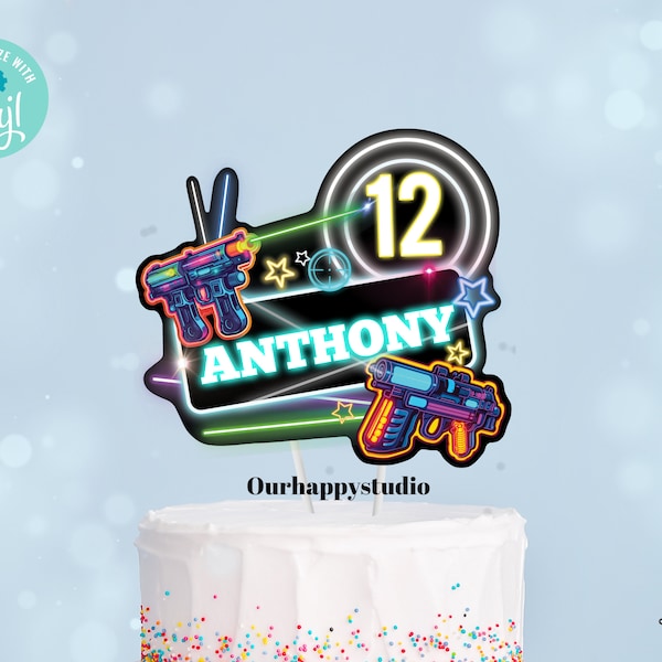 Editable Laser Tag Cake Topper, Party Decor (Digital Download)