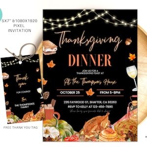 Editable Thanksgiving invitation, Fall harvest party text invitation, Fall Thanksgiving invite, Fall festival invite 5x7&#39;&#39; Evite 03