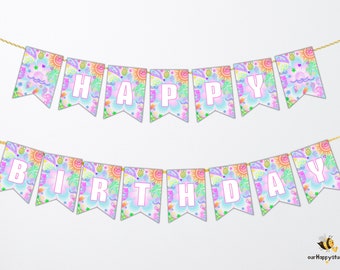 Editable Pool Birthday banner, Summer happy birthday sign, Pool party Decor PTD01