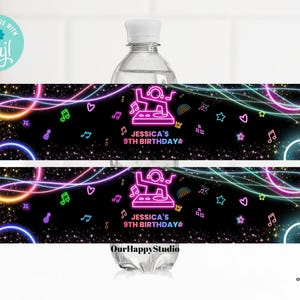 Editable DJ Dance Party Birthday Invitation, Glow Gender Neutral Invite, Neon Disco Party Template, Glow Dance Party Invite instant download image 7
