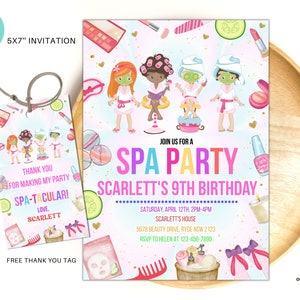 Editable SPA birthday invite spa party birthday invitation Pamper Party tween teen Manicure pedicure birthday digital download template SP01