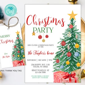 Editable Christmas Party Invite, Christmas Party Invitation, Christmas Party Printable, Holiday Party Invitation, Christmas Instant download
