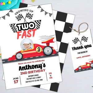 Editable Two fast invitation with photo Two fast boy car racing invites 2nd Birthday Party Invite Race Car Party instant download c01 image 5