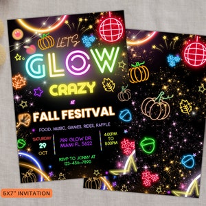 Editable Glow Fall Festival Invitation, Fall Festival Invite, Church Fall Festival Invite, Harvest Festival invitation template