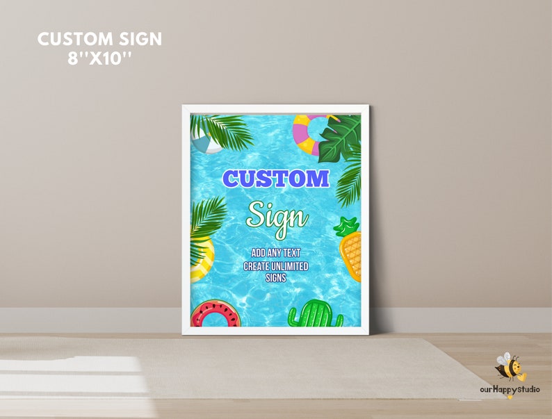 Editable Pool Party Welcome Sign, Swim Party Custom Sign, Summer Party ...