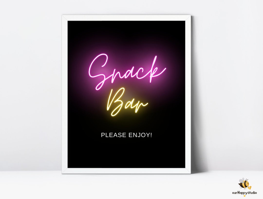 Neon Snack Bar Sign, Late Night Snack Wedding Sign, Food Table Signs