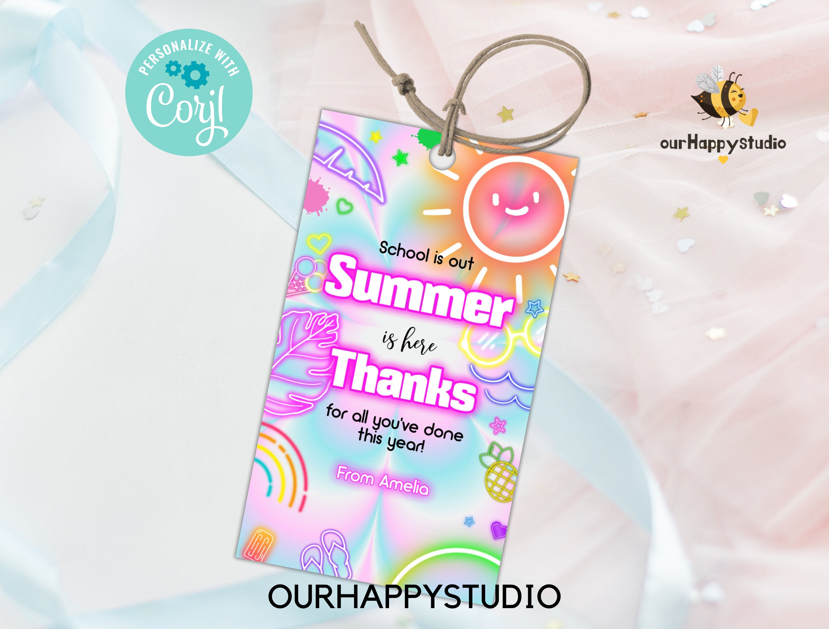 Editable Summer Teacher Appreciation Gift Tag End of School Year Thank ...