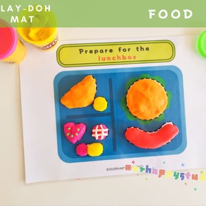 FOOD PLAY DOH play mat preschool toddler quite time educational activity classroom busy time printable activity