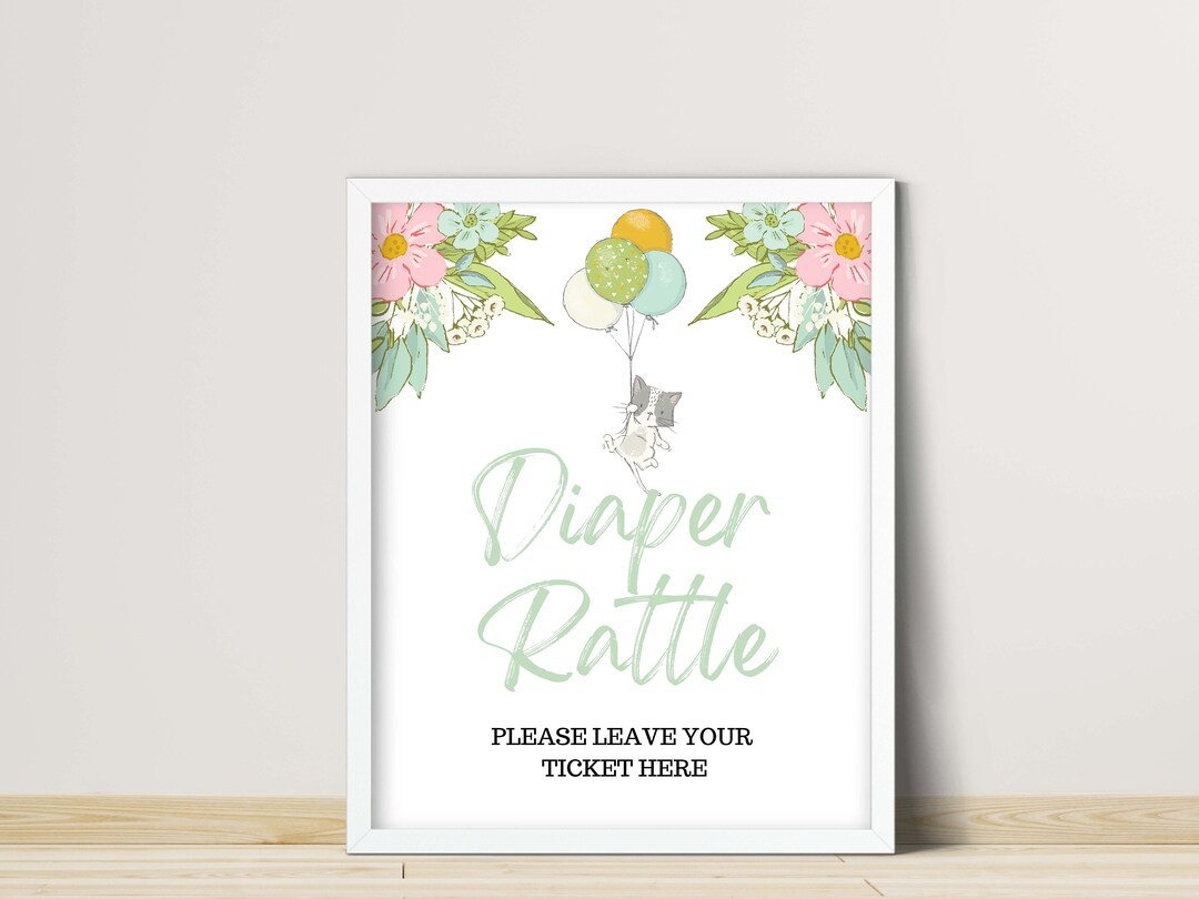 Diaper Raffle Drop Off Cat Table Sign Editable Party Etsy