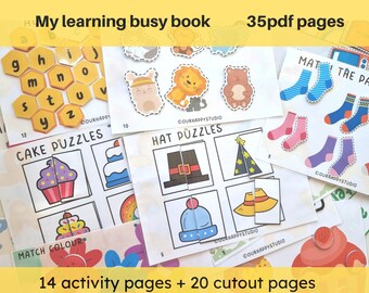 Printable DIY Montessori Toddler busy Book, Montessori material, educational book, kids, homeschooling, first book, DIGITAL DOWNLOAD 35Pages