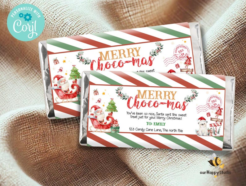 Editable Christmas Chocolate Bar Wrapper, Santa Chocolate Bar Wrapper ...