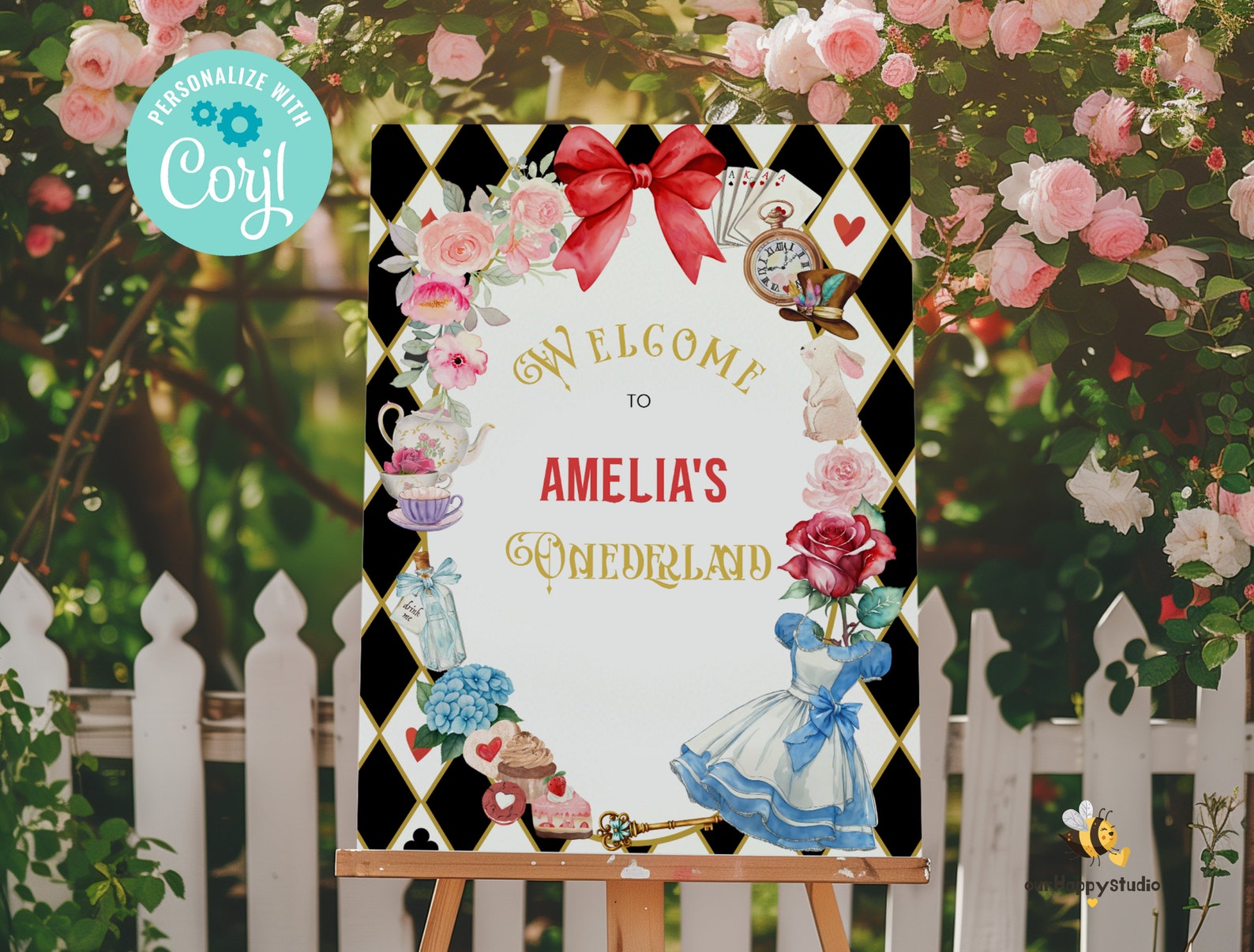 Alice Sign Editable Alice in Wonderland Welcome Sign, Alice in Onederland Banner ...