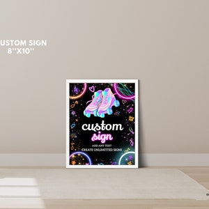 Editable Roller Skating Welcome Sign, Skating Party Custom Sign, Roller ...