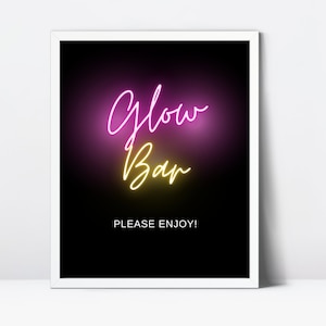 Neon Glow Bar Sign, Late Night Snack Wedding Sign, Znaki na stołach z jedzeniem, znaki na stołach na przyjęcia urodzinowe 8x10, świecący znak na przyjęcie 01