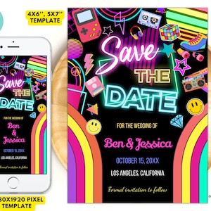 Bearbeitbar Speichern Sie die Datumsvorlage, 80er Jahre digital speichern Sie das Datum herunter, 90er Jahre Digital speichern das Datum 4x6, 5x7 Sofortiger Download 02