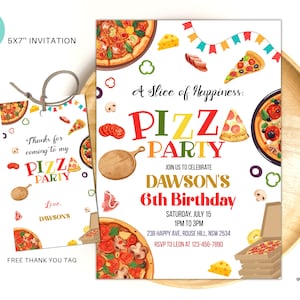 Editable Pizza Party Invitation Pizza Birthday Party Pizza party invitations Instant download