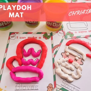 Christmas playdoh playmat gift for toddler, home activity, quite time, educational playmat, kindergarten Visual cards