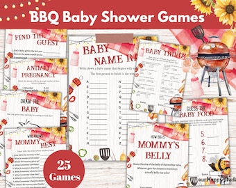 Bewerkbare BBQ-babyshowergamebundel, Baby-q-babyshowerpakket, afdrukbare Backyard BBQ-babyshowergamebundel, Babyque-babyshowergame