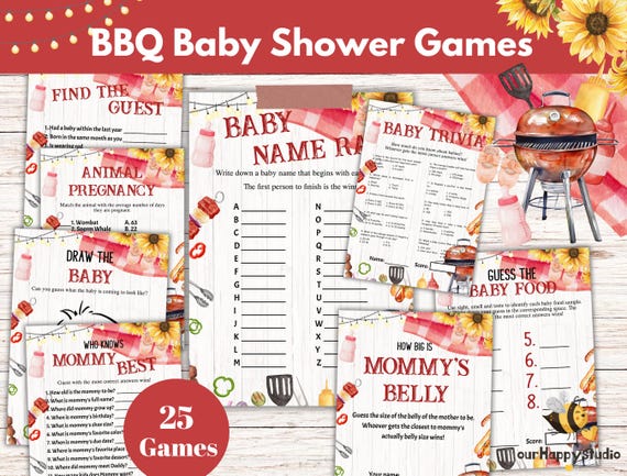 Editable BBQ baby shower Games bundle, Baby-q baby shower package, Printable Backyard BBQ baby shower games bundle, Babyque baby shower game
