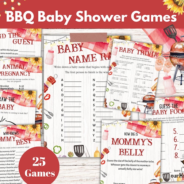 Editable BBQ baby shower Games bundle, Baby-q baby shower package, Printable Backyard BBQ baby shower games bundle, Babyque baby shower game