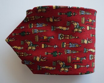Vintage Silk Dark Red Historical pattern tie