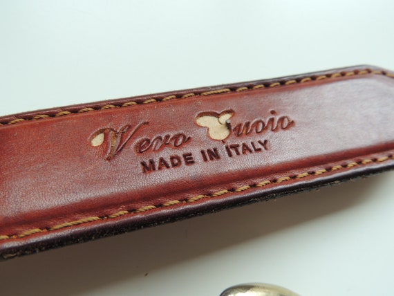 Vintage Espad Vero Cuoio Brown Leather Belt With Light Gold Etsy