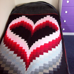 Crochet Bargello Heart Blanket PDF Pattern ONLY