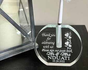 Pen Holder for Wedding - Personalized Guest Book Wedding Pen Holder - Wedding Day Decor - Personalized Pen Holder - Wedding Pen Holder