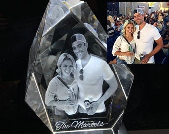 3D Engraved Photo Block With Custom Photo - Engraved Crystal Anniversary Gift - 3D Engraved Crystal - 3D Engraved Photo Crystal