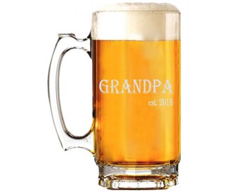 Download 16 Oz Grandpa Mug Personalized Glass Beer Mug Stein Gift For Grandfather Fathers Day Engraved With Est Kids Birth Dates Etched Papa Grandpa Food Service Equipment Supplies Tabletop Serveware