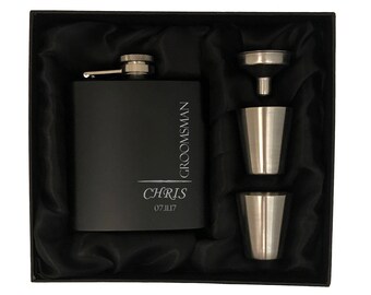 Personalized Groomsmen Gifts - Custom Groomsman Flask Gift Set - Groomsmen Flask Gift Box -Groomsmen Gift Box - Wedding Party Gift