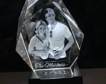 Personalized 3D Engraved Crystal Photo Gift - 3D Photo Engraved Crystal - Engraved Photo In 3D - 3D Picture For Anniversary - Christmas Gift