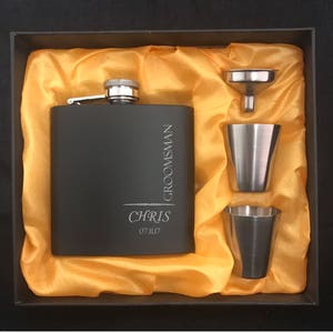 Personalized Groomsmen Gifts Custom Groomsman Flask Gift Set Groomsmen Flask Gift Box Groomsmen Gift Box Wedding Party Gift image 2