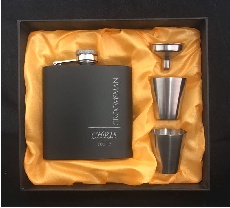 Personalized Groomsmen Gifts Custom Groomsman Flask Gift Set Groomsmen Flask Gift Box Groomsmen Gift Box Wedding Party Gift image 2