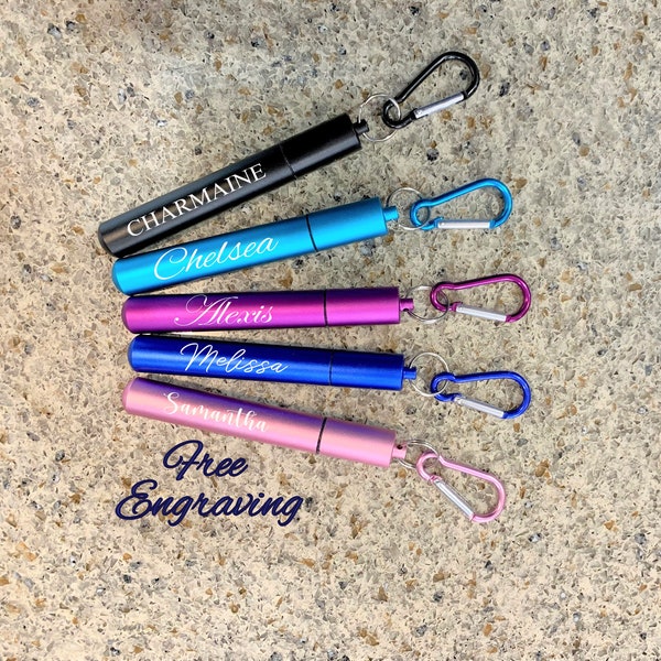 Reusable Drinking Straws - Metal Straw Personalized - Collapsible Telescopic Stainless Steel Straw Dispenser - Reusable Personalized Straw