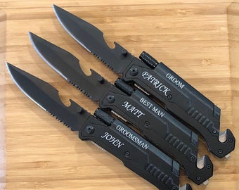 Groomsman Gift - Tactical Knife Personalized - Gift for Groomsman - Knife With LED Light - Personalized Hunting Knife - Survival Knife