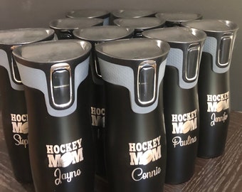 Personalized Hockey Mom Tumbler - 12oz Stainless Steel Travel Mug