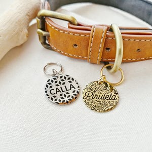 Médaille personnalisée pour animal de compagnie/chien, en acier inoxydable, or/argent, ronde, gravée, personnalisable, pour chien image 2