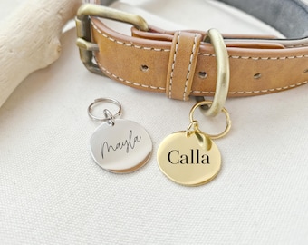Personalisierter Anhänger Haustiermarke / Hundemarke Edelstahl gold - silber - rund - Gravur - personalisierbar Hund
