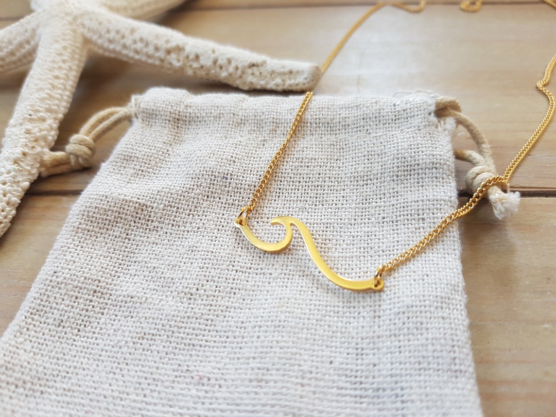 Gold Stainless Steel Chain Surf Wave Summer Festival Gold Surf Surfing ...