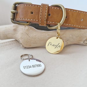 Médaille personnalisée pour animal de compagnie/chien, en acier inoxydable, or/argent, ronde, gravée, personnalisable, pour chien image 6